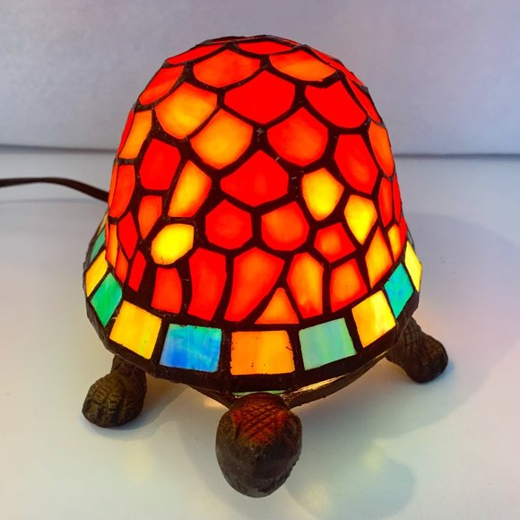 Unbranded Other - EUC Vintage Tiffany Style Stained Glass Turtle Accent Table Lamp/Night Light